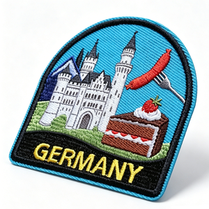 Germany Castle Sausage Cake Embroidered Patch Iron-On Fabric Applique Gift - Product Image 3