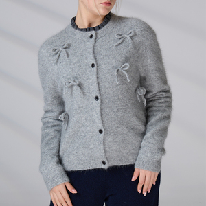 Knitwear Manufacturers OEM ODM Angola Wool Long Sleeve Women Knitted <b>Cardigan</b> <b>Sweater</b> - Product Image 3