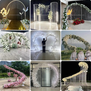 Décorations de couloir de mariage intérieur/extérieur, grande <span class=keywords><strong>arche</strong></span> carrée en métal, cérémonie de mariage, <span class=keywords><strong>arche</strong></span> de fleurs avec lumières LED - Product Image 4