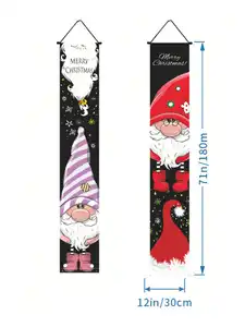 30x180cm New Christmas Couplet Holiday Decorations Door Curtain Hanging Flag Christmas Elf Christmas Couplet