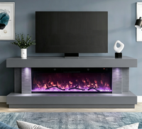 Meuble TV moderne avec foyer électrique haute brillance, lumière RGB, flamme 3D, unité multimédia avec haut-parleur Bluetooth, meuble de salon