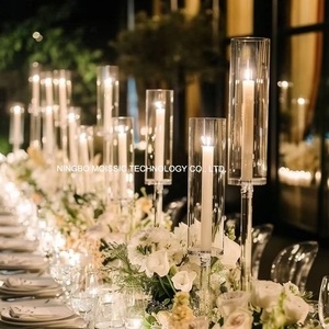 Long Stemmed <strong>Glass</strong> Tube Chimney Clear Single Head <strong>Candlestick</strong> Candelabra Tall Centerpiece <strong>Candlestick</strong> - Product Image 3