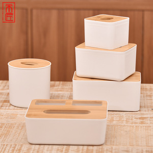 Boîte à mouchoirs créative pour bureau avec couvercle en bambou, pour la maison, la voiture, la salle de bain, en matériau PP - Product Image 5