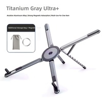 Support de téléphone portable multifonctionnel en alliage d'aluminium, support de bureau pour tablette et ordinateur portable, pliable, rotatif, portable, magnétique
