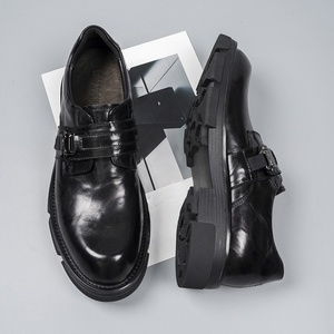 High Quality Men's Black Leather Derby <b>Shoes</b> Business Casual Durable Thick Sole Breathable Waterproof <b>Height</b> <b>Increasing</b> - Product Image 5