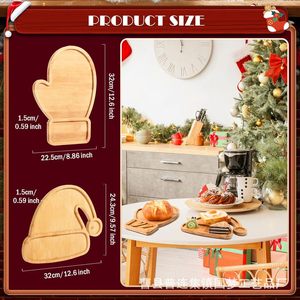 Bandeja navideña de madera con forma de gorro y manopla de Papá Noel, bandeja decorativa para servir bocadillos y postres en fiestas. - Product Image 2