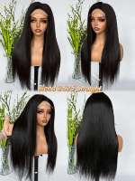 Peluca Transparente de Encaje Frontal 5x5 Sin Pegamento al Por Mayor, Mezcla de Cabello Humano, Lacia, 24 Pulgadas # Cabello Humano de 2 Colores, Tamaño Promedio, Negro