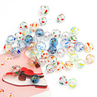 Perles en verre soufflé creuses de 14 mm et 16 mm peintes à la main, rondes et dessinées à la main, pour accessoires de colliers et bracelets DIY