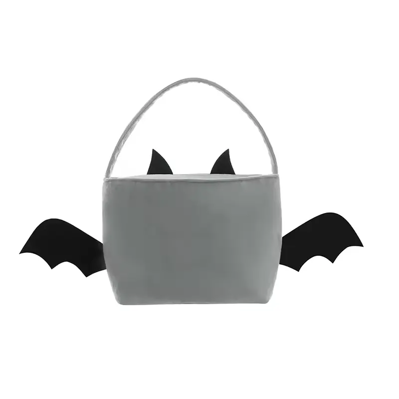 Groothandel Schattige Halloween Zakjes Snoep Zakjes Halloween Party Tassen Gepersonaliseerde Naam Bat Pluche Halloween Truc Of Traktatie Manden