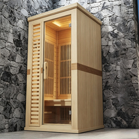 Sauna infrarouge intérieur facile à installer pour 1 à 2 personnes, cabine en bois massif