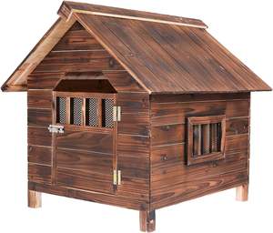 Haus für Haustiere im Freien mit Türen und Fenstern wetterfestes Holzkennel-Hundehaus für den Außenbereich - Product Image 1