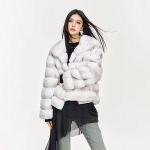 Abrigo de Piel de Lujo para Mujer, Invierno 2025, Chaqueta de Piel de Conejo Rex Genuina, Color <span class=keywords><strong>Chinchilla</strong></span>, Talla Grande, Abrigo Cálido de Invierno - Product Image 5