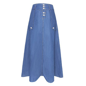 <span class=keywords><strong>Jupe</strong></span> mi-longue en <span class=keywords><strong>jean</strong></span> taille haute YUANBOFEI pour <span class=keywords><strong>femme</strong></span> – Confortable et ample pour le quotidien - Product Image 4