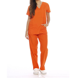 Haute qualité Orange Stretch Blouse et pantalon Scrubs uniformes vêtements médicaux uniforme d'hôpital pour les femmes - Product Image 1