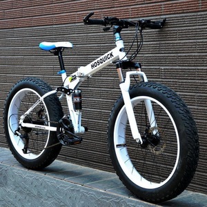 Lage minimale bestelhoeveelheid 26 inch opvouwbare fatbike mountainbike met hoogwaardig carbon stalen frame, fabrieks prijs, 21 versnellingen, dubbele vering, strand- en sneeuwfiets - Product Image 2