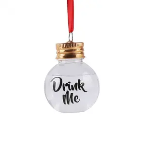 Weihnachtsbaum-Schmuck 50 ml leere Plastikkugel in Form von Milch Saft Glühbirne Becher anhänger sphärische Getränkeflasche mit Band