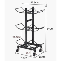Étagère de rangement mobile à trois niveaux en acier au carbone, multifonctionnelle, pour eau potable en bouteille, idéale pour cuisine et bureau