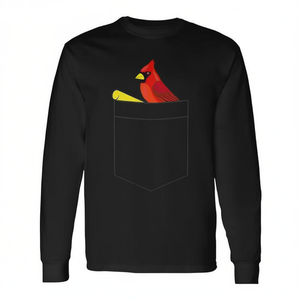 Camiseta de manga larga con diseño de pájaro cardenal en el bolsillo, diseño bonito para amantes de la naturaleza - Product Image 2