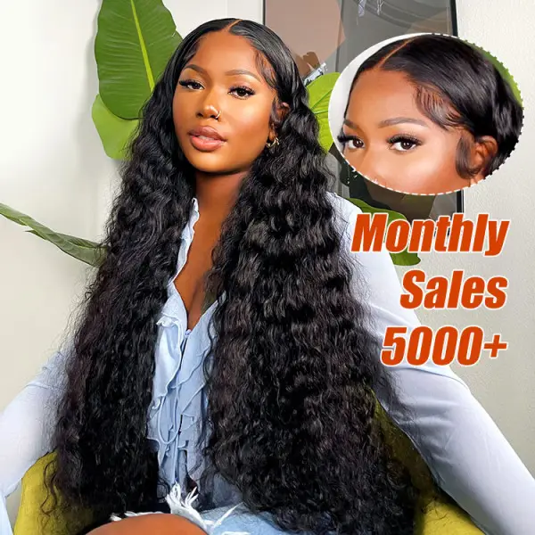 30" Loose Deep Water Kinky Curly Lace Front Wig Brazilian 100% Virgin Human Hair Transparent HD Lace Frontal Wig for Black Women