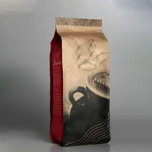 Bolsa de café de fondo plano de 250g, 500g, 1kg, bolsas de café vacías personalizadas, bolsas de embalaje de granos de café impresas personalizadas
