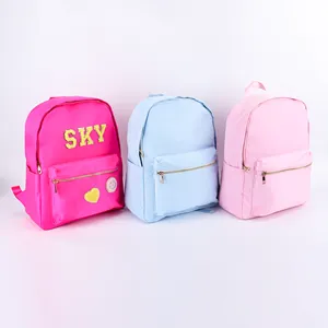 Keymay Factory Classic Nylon Kids Bag School Bags Girls Cute Book Backpack School Bags With Chenille Patches