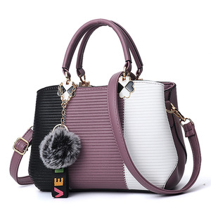 Bolsos de Mano de Cuero PU para Mujer, Bolsos de Hombro con Asa de Color Combinado, Bolsillos Interiores con Cremallera - Product Image 1