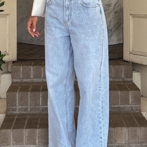 Nouvel Arrivage – Jean Boyfriend Ample Taille Basse en Denim Délavé avec Logo Personnalisé pour Filles - Product Image 3