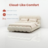 Cama Nórdica Minimalista con Forma de Burbuja, Estructura de Cama Tapizada con Forma de Nube Única, Cama Cómoda de Tela de Lana de Cordero para el Hogar y Hoteles