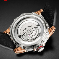 50m wasserdichte benutzer definierte Business Herren uhr automatische Chronograph Herren Armbanduhren Luxus Echt leder Uhr
