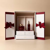 Boîte cadeau rectangulaire personnalisable à double porte avec fermeture magnétique, gaufrage élégant, emballage en carton rigide pour produits de beauté et soins de la peau