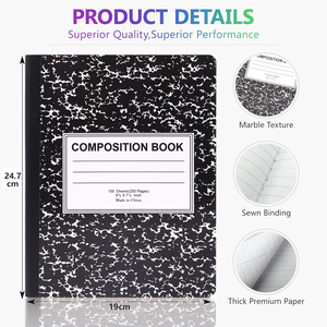 Juego de Papelería FOSKA, Paquete de 6 Cuadernos de Composición con Rayas Anchas, Cubierta de Colores Surtidos de Mármol, para Estudiantes, Suministros Escolares, Venta al por Mayor - Product Image 2