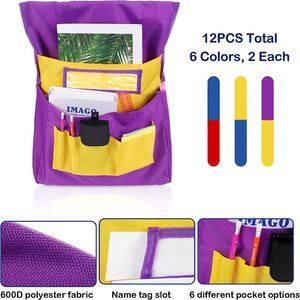 Organisateur de chaise de classe jaune en gros, pochette élastique pour dossier de chaise, rangement pour chaise d'étudiant, pour fournitures de bureau et scolaires - Product Image 6