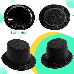 Sombreros de Copa con purpurina Fiesta de disfraces Sombreros de copa de plástico Sombrero de Mago para adultos Suministros de fiesta para niños - Product Image 6