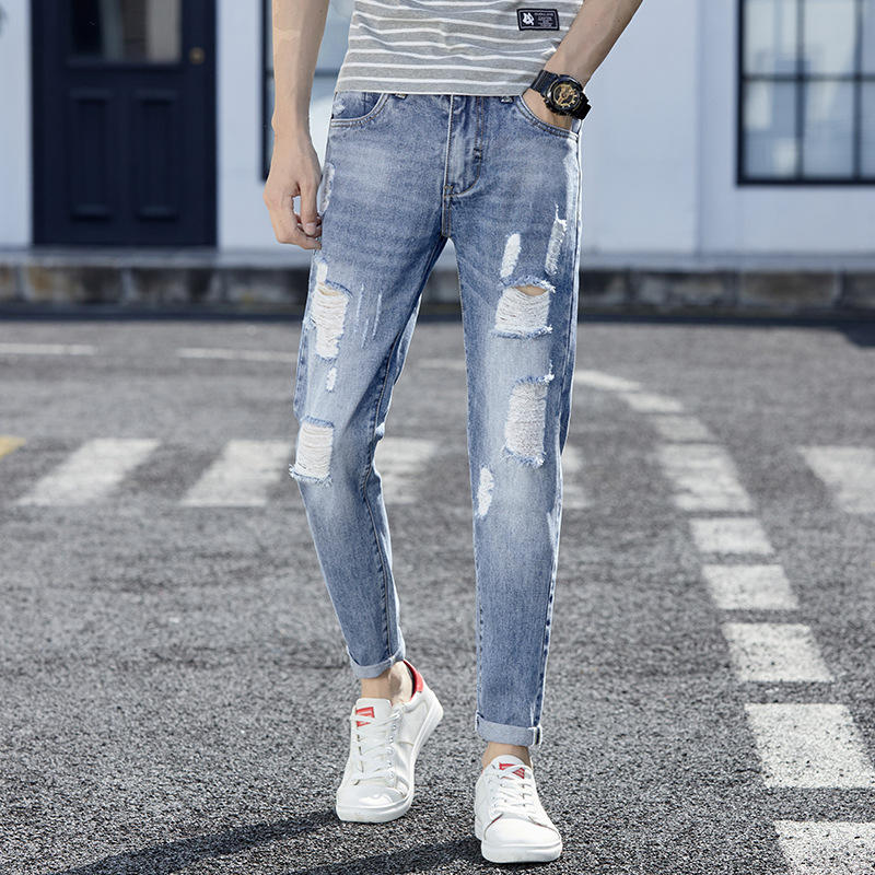 Wholesale New Ripped Selvedge Jeans Men Straight Stock Lot Men's Denim Pent  Jeans for Man