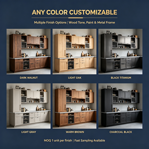 Gabinetes de Cocina Rústicos Industriales de Nogal <span class=keywords><strong>Personalizados</strong></span> con Puertas de Malla Metálica |   OEM ODM |   Cantidad mínima de pedido: 1 unidad |   Diseño 3D Gratuito en 48h - Product Image 5