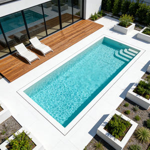 Piscina de fibra de vidrio grande y económica con cuerda para delimitar el espacio, mesa de billar plegable de 7 pies, piscina rectangular sobre el suelo - Product Image 5