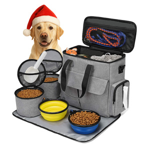 Ensemble de sacs de voyage pour animaux de compagnie pour le week-end |   Sac de rangement multifonction Oxford pour chien avec 2 bols pliables - Product Image 1