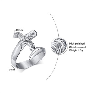 Punk Style High Polished Dagger Shaped <b>Ring</b> Curved Sword Stainless Steel <b>Ring</b> for <b>Men</b> - Product Image 4