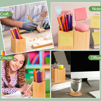 Porte-stylos et porte-crayons en bambou moderne, support multifonctionnel, pot à crayons en bambou pour le bureau, organisateur de bureau