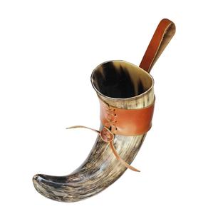 Cuerno para Beber Clásico con Correa de Cuero para Eventos Históricos y de Fantasía a Precio Económico, Acabado Natural - Product Image 5