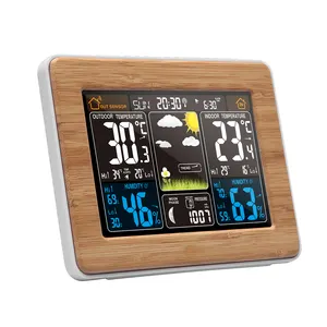 2021 New Design Alarm Clock Weather Station Clock Temperature Humidity RF Wireless Controller WWVB/DCF/MSF Remote Sensor