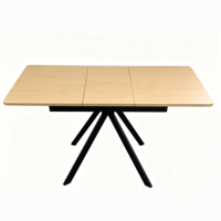 Table à manger moderne pliable et extensible, petite table extensible avec plateau en bois, pieds en acier, gain de place, longueur réglable, cuisine