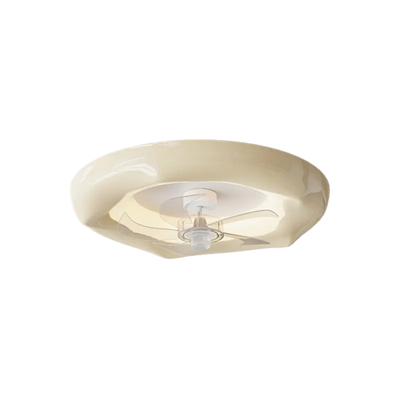 Lámpara de techo redonda de conversión de frecuencia de cambio de luz de ventilador crema Beige nórdico moderno para iluminación interior del hogar