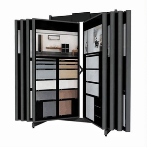 SlatSyncUltra Wood Table Signs Custom Pop up Wood <strong>Shelf</strong> Metal Stand <strong>With</strong> Wheels Design - Product Image 3