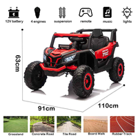 Voiture électrique 12V 4x4 pour grands enfants, jouet électrique UTV avec télécommande parentale, pneus en plastique, 4 amortisseurs