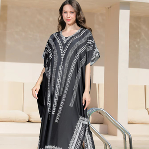 Whosale New Girl abiti caftano stile etnico taglia libera tutta stampata Kimono da spiaggia lunga donna 2025 costume da bagno Cover up - Product Image 1
