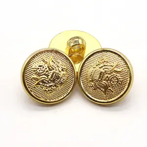 Giacca Blazer in ottone personalizzato in lega di zinco goffrata cappotto placcato oro con logo in metallo personalizzato bottone con gambo