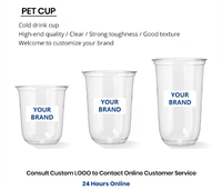 Gobelets en plastique PET jetables personnalisés avec logo, écologiques, transparents, pour boissons froides, vente en gros, pour les magasins de boissons, les boissons à emporter, les jus