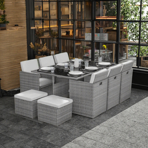 Set Tavolo da Pranzo Moderno per Esterni all'Ingrosso in Rattan Wicker per Ristorante, Patio, Giardino, Balcone, Terrazza, Hotel - Product Image 1