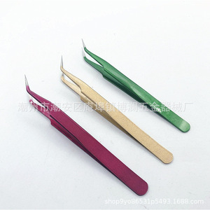 แหนบสแตนเลส ปลายแหลมหลากสี ปลายตรง และปลายโค้ง สำหรับถอดและต่อขนตา - Product Image 5